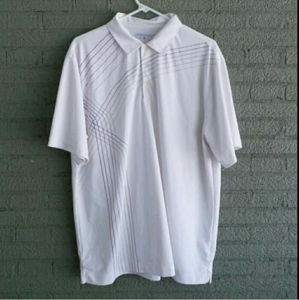Nike Golf Polo White With Grey Purple Design Large
